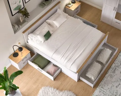 Bettanlage Verona 4 | mit Nachttisch & Bettauszügen | Artisan / Sibiu Lärche