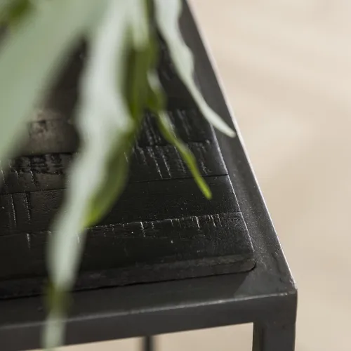 Blumentisch Set Ninaka | 3-teilig | Teakholz | 60/70/80 cm hoch | schwarz