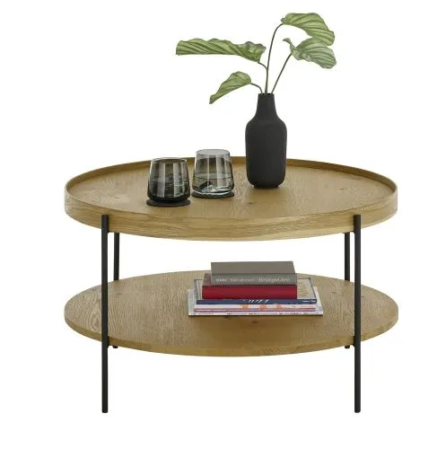 Couchtisch Arenal | rund | 80 cm | eichefarben / schwarz