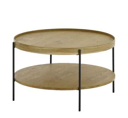 Couchtisch Arenal | rund | 80 cm | eichefarben / schwarz