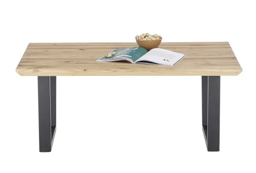 Couchtisch Asola | Eiche | T-Fuß | Eiche / schwarz | 70 cm