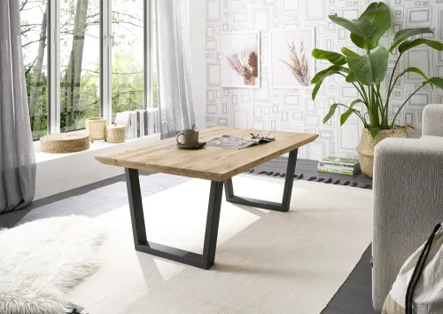 Couchtisch Asola | Eiche | T-Fuß | Eiche / schwarz | 70 cm