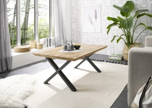 Couchtisch Asola | Eiche / schwarz | X-Fuß | 70 cm