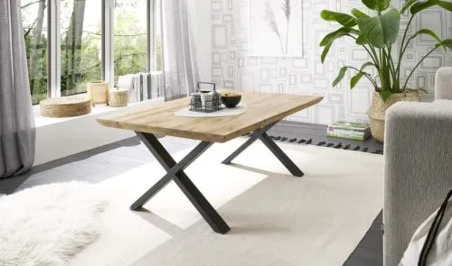 Couchtisch Asola | X-Fuß | Eiche / schwarz | 110x45x70