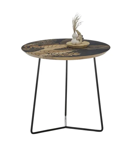 Couchtisch Beistelltisch Mirandela | Mango rund | 55 cm bedruckt