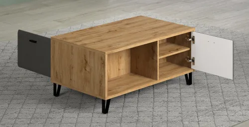 Couchtisch Blanshe | Eiche Navarra / Filz dunkelgrau