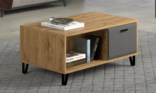 Couchtisch Blanshe | Eiche Navarra / Filz dunkelgrau