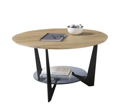 Couchtisch Cadiz rund | Ø70 | Eiche massiv / grau