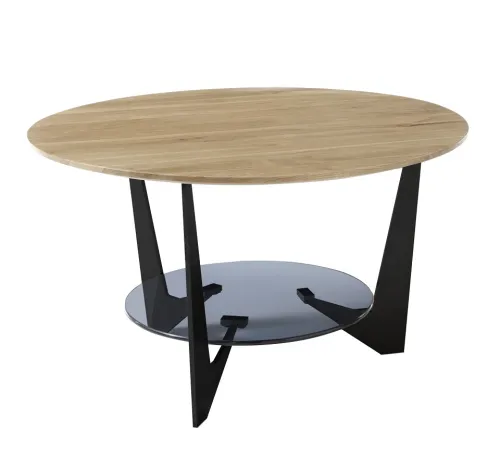 Couchtisch Cadiz rund | Ø70 | Eiche massiv / grau