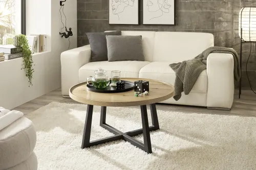 Couchtisch Casoria | rund | Eichefarben / schwarz