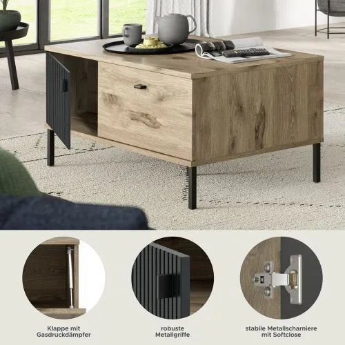 Couchtisch Chess | Nox Oak / schwarz