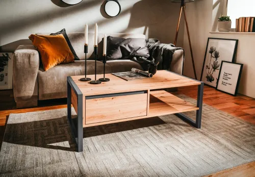 Couchtisch Denver | Artisan Oak / anthrazit | Industrial Look