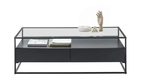 Couchtisch Evora mit Glasplatte | 120x60 | schwarz
