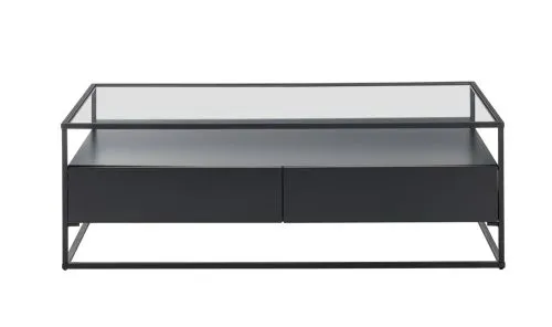 Couchtisch Evora mit Glasplatte | 120x60 | schwarz