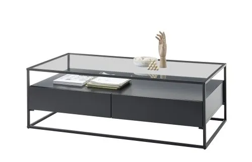 Couchtisch Evora mit Glasplatte | 120x60 | schwarz