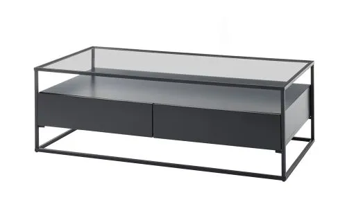 Couchtisch Evora mit Glasplatte | 120x60 | schwarz