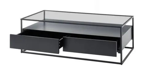 Couchtisch Evora mit Glasplatte | 120x60 | schwarz