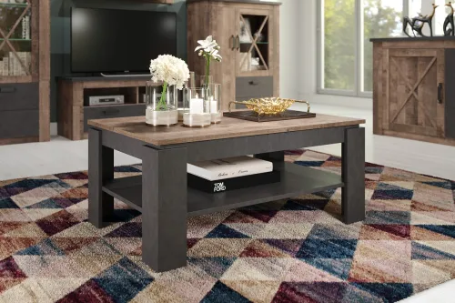 Couchtisch Georgia | Wohnzimmertisch | Eiche Tabak / Matera grau