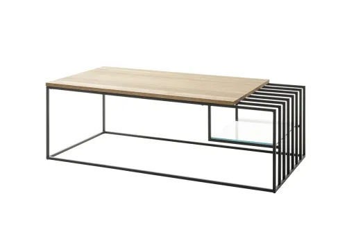 Couchtisch Juba | Eiche massiv | 120x60 | Eichefarben / schwarz