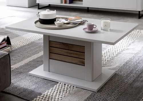 Couchtisch Louisiana | ausziehbar | Modern White | 100 x 60