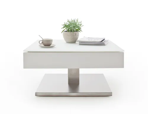 Couchtisch Mariko | Glas / MDF | 75x75 | weiß