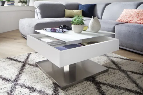 Couchtisch Mariko | Glas / MDF | 75x75 | weiß