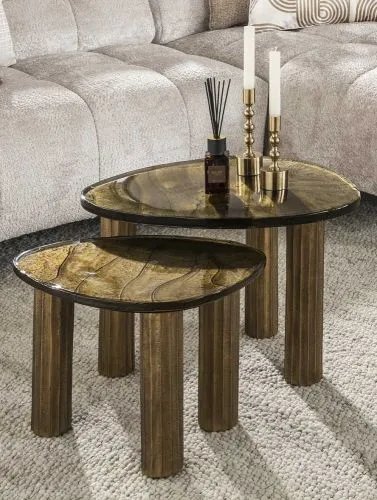 Couchtisch Mira 2 | Glas | Antikgold
