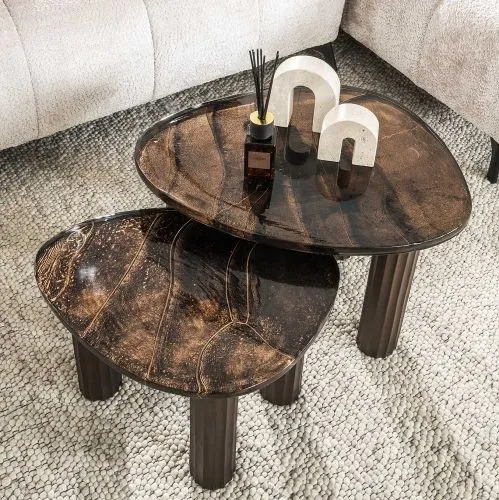 Couchtisch Mira 2 | Glas | Antikkupfer