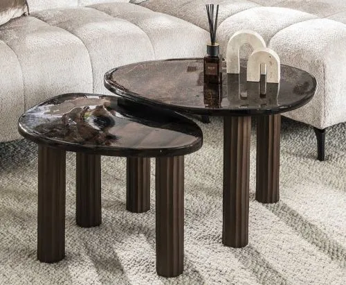 Couchtisch Mira 2 | Glas | Antikkupfer