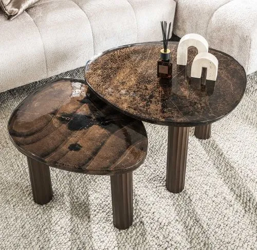 Couchtisch Mira 2 | Glas | Antikkupfer