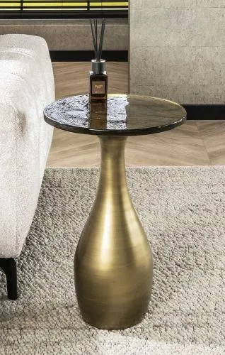 Couchtisch Mira 2 | tropfenförmig | Glas | Antikgold