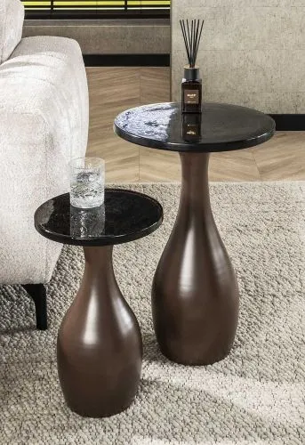 Couchtisch Mira 2 | tropfenförmig | Glas | Antikkupfer