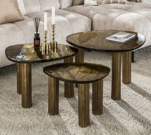 Couchtisch Mira 3 | Glas | Antikgold