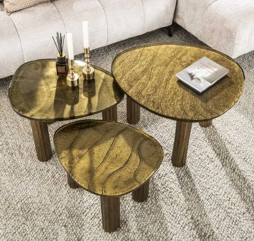 Couchtisch Mira 3 | Glas | Antikgold