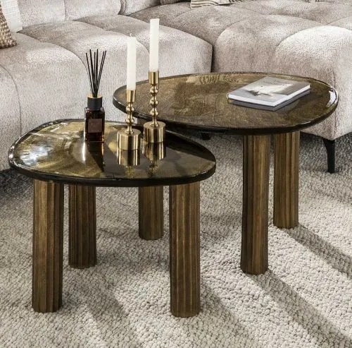 Couchtisch Mira 3 | Glas | Antikgold