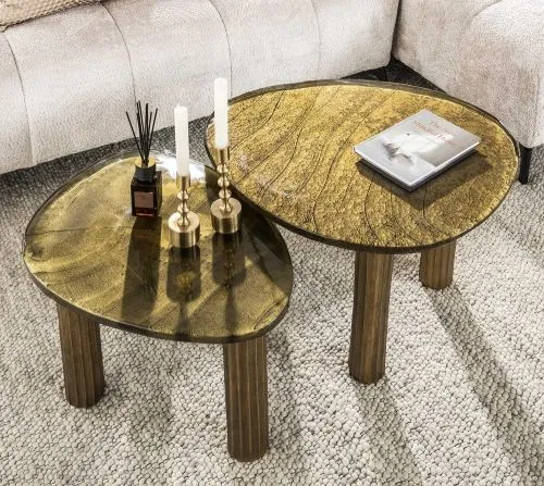 Couchtisch Mira 3 | Glas | Antikgold
