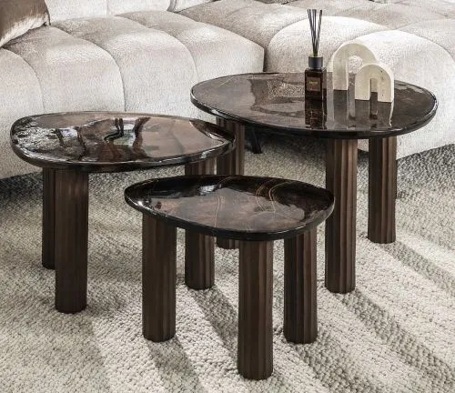 Couchtisch Mira 3 | Glas | Antikkupfer