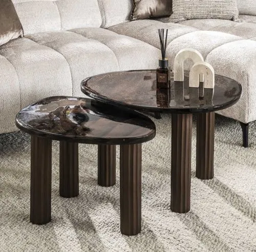 Couchtisch Mira 3 | Glas | Antikkupfer