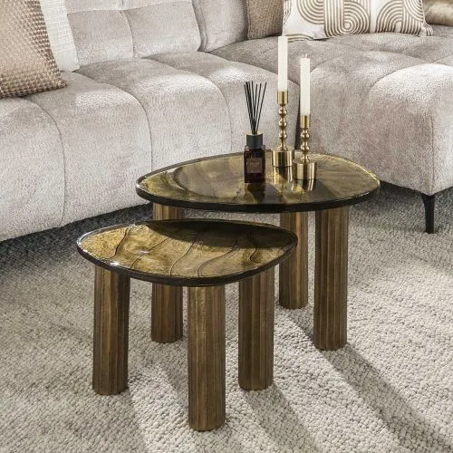 Couchtisch Mira | Glas | Antikgold