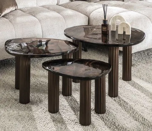 Couchtisch Mira | Glas | Antikkupfer