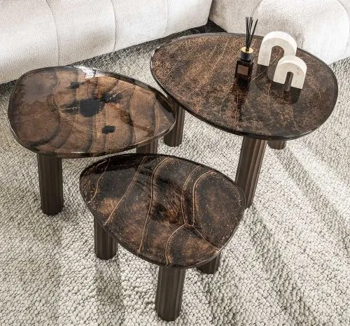 Couchtisch Mira | Glas | Antikkupfer