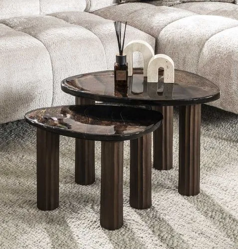 Couchtisch Mira | Glas | Antikkupfer