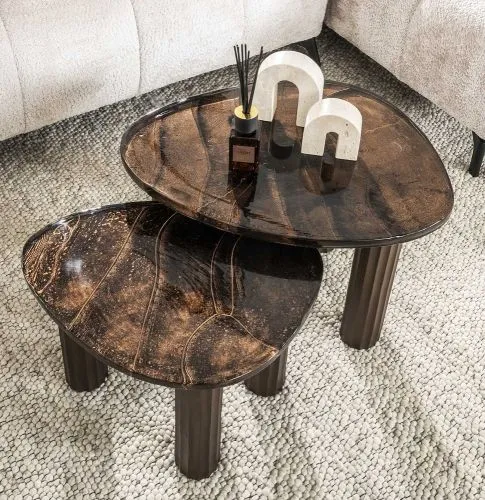 Couchtisch Mira | Glas | Antikkupfer