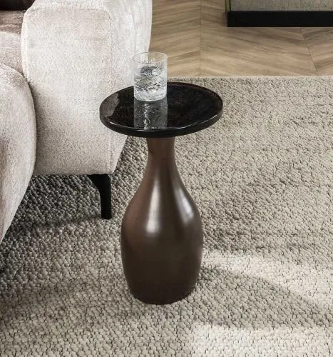 Couchtisch Mira | tropfenförmig | Glas | Antikkupfer