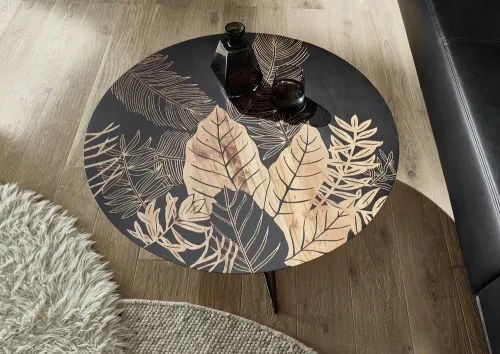 Couchtisch Mirandela | Mango rund | 85 cm bedruckt
