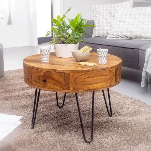 Couchtisch Mito | ∅60 | Sheesham Holz massiv | braun