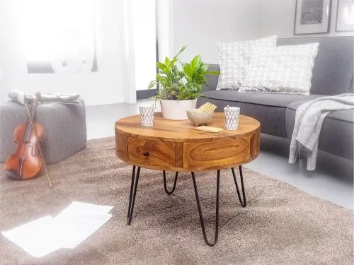 Couchtisch Mito | ∅60 | Sheesham Holz massiv | braun