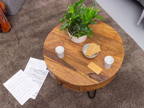 Couchtisch Mito | ∅60 | Sheesham Holz massiv | braun