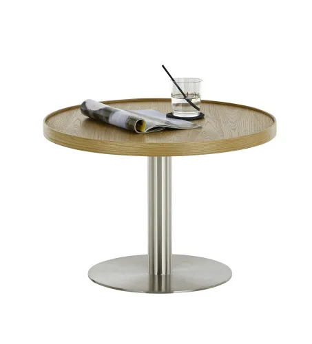 Couchtisch Monteverde | rund | Ø60 | Eiche / Edelstahl | 60 x 40 cm