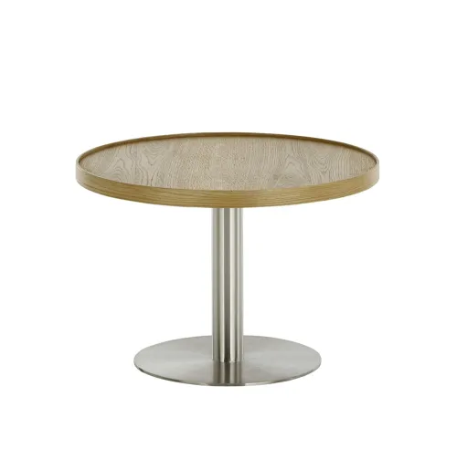 Couchtisch Monteverde | rund | Ø80 | Eiche / Edelstahl | 80 x 40 cm